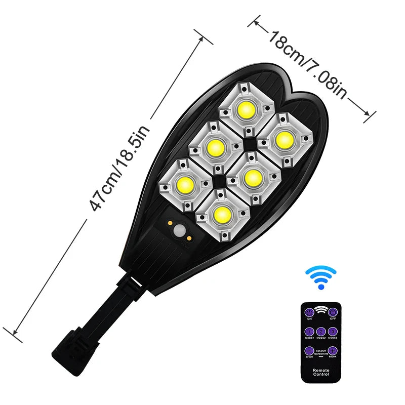 Carvallo Solar Vägglampa med Fjärrkontroll | 6x COB LED-lampor | 3 Ljuslägen | IPX66 Vattentät | För Trädgård, Gård & Uppfart