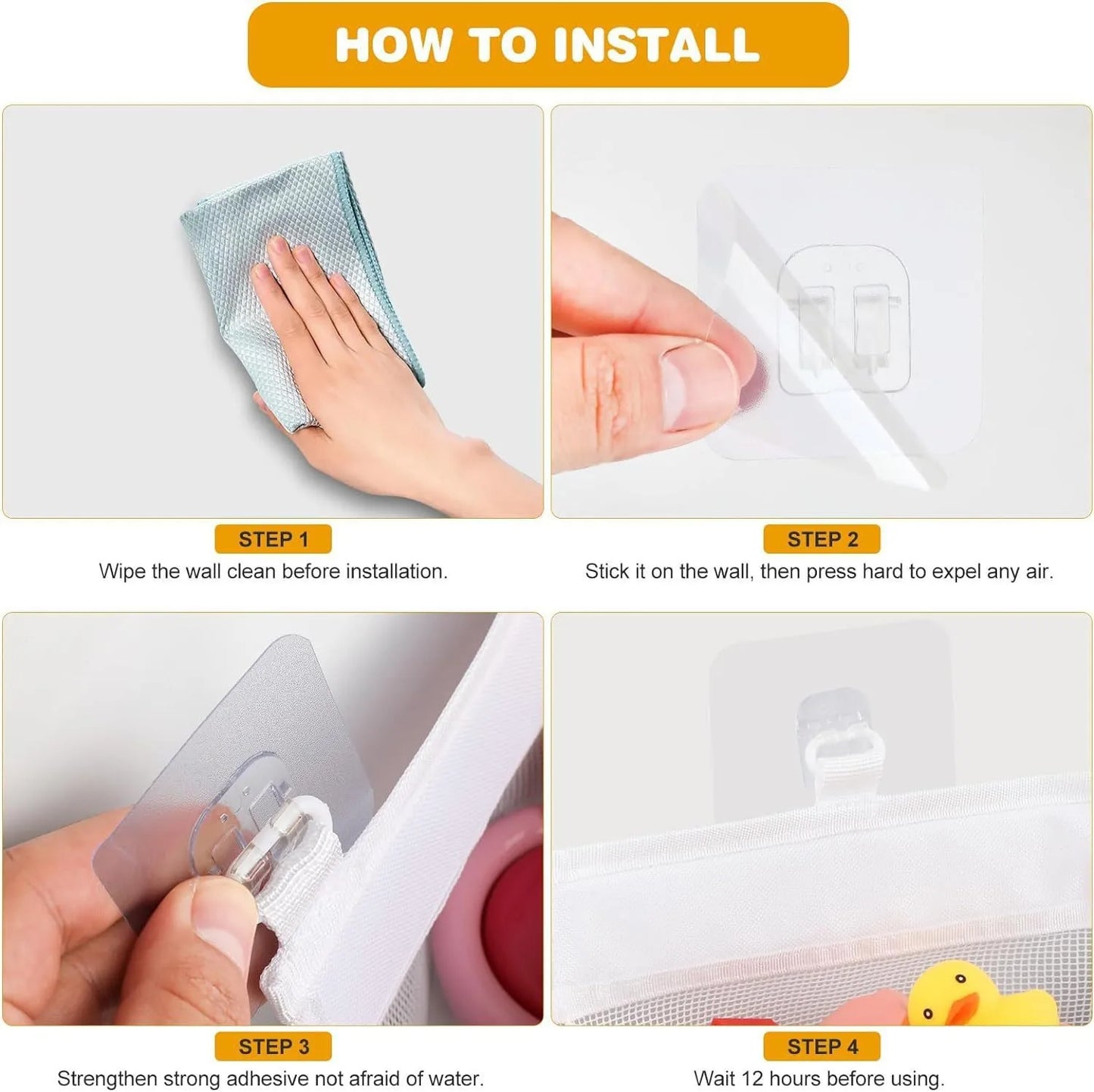 Carvallo Badrumsleksaks-organisatör för barn | Med nät, avloppshål & fack | Väggmonterad & mögelfri