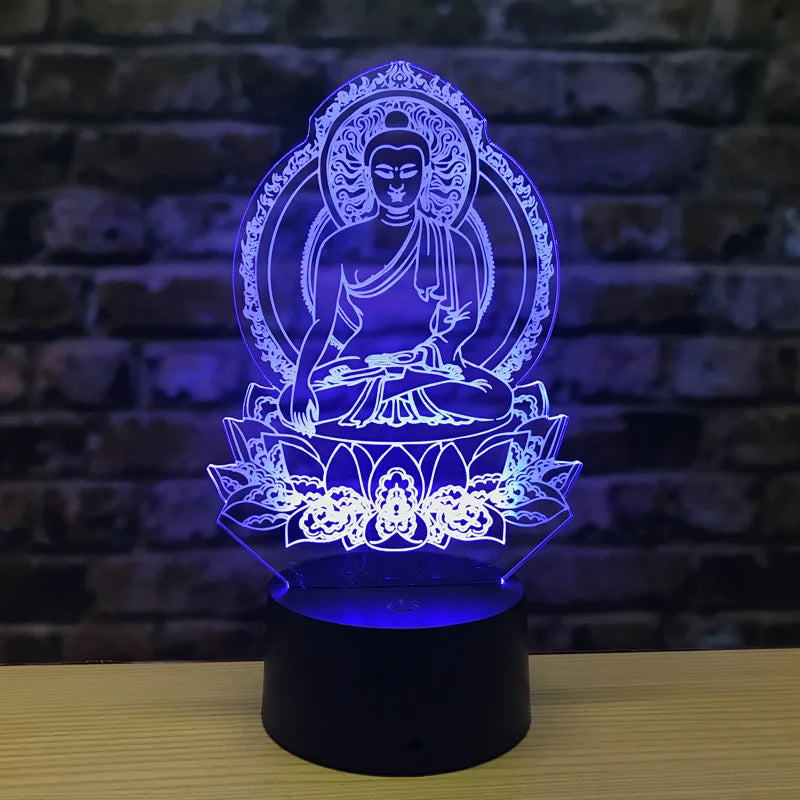 LumiBuddha - 3D LED Nattlampa med Färgförändring och Meditativ Atmosfär