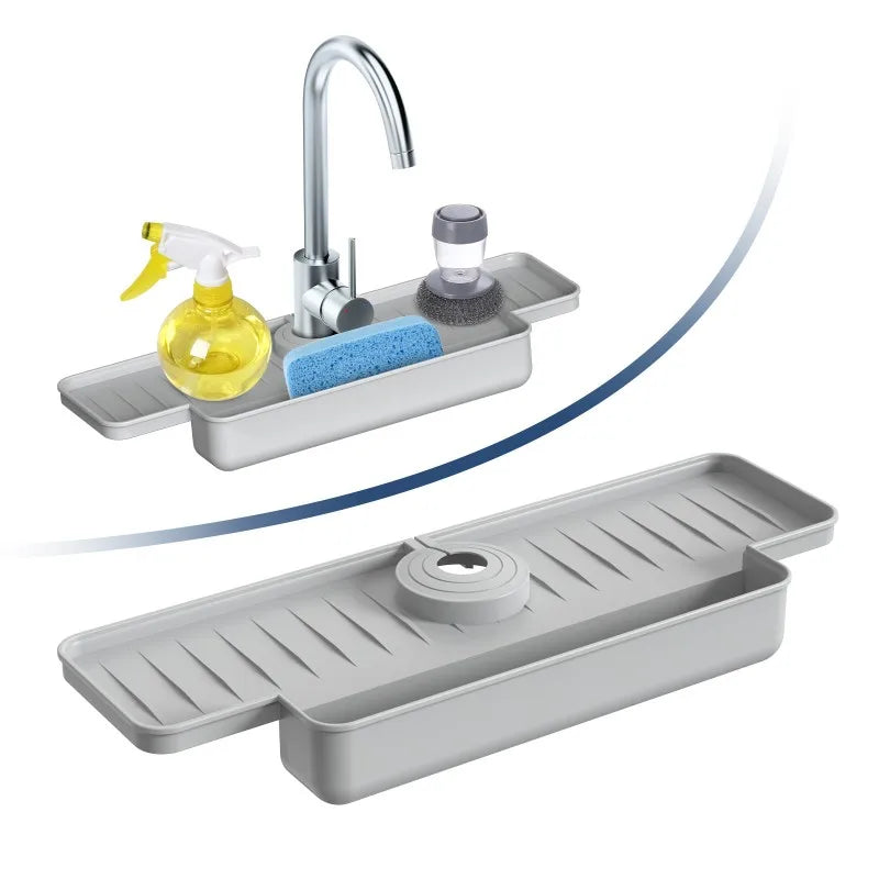 Carvallo-Ablagematte AquaSlope | Stänkskydd & avlastningsställ för diskbänk & handfat | Justerbar & mögelfri | 41 × 14 × 5 cm