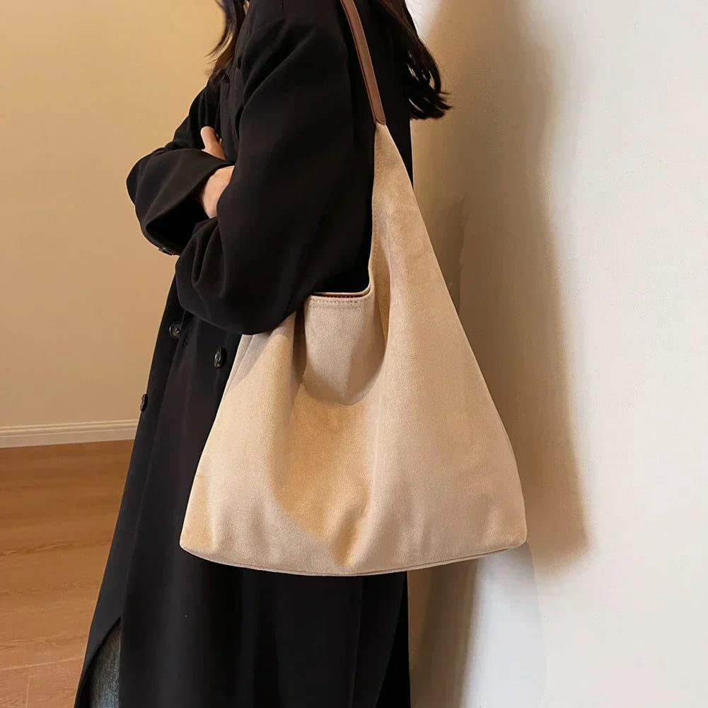 Skulderväska Faux Suede Mjuk Tote för Kvinnor