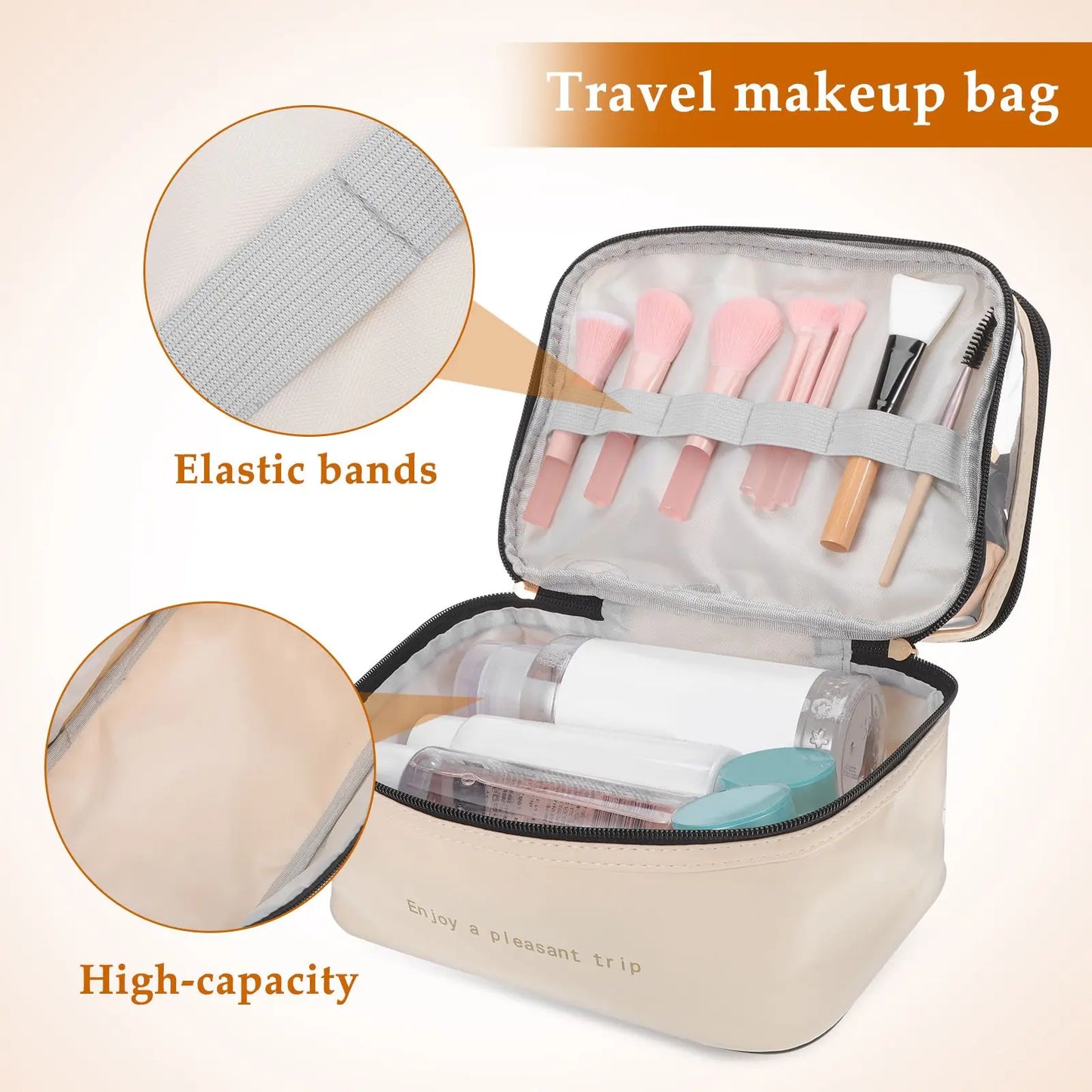 Carvallo TravelCase Kosmetiktasche mit Doppelkammer | 23 × 17 × 16 cm | Vattentålig & Transparent | För resor & skönhetsprodukter