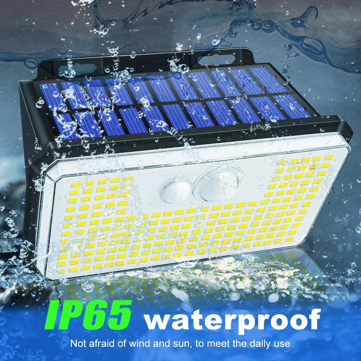 Carvallo 197 Solar Vägglampor Set | 2 stycken | 197 LEDs | 3 lägen | IP65 Vattentålig | Rörelsesensor | Utomhusbelysning för Trädgård, Gård & Terrass