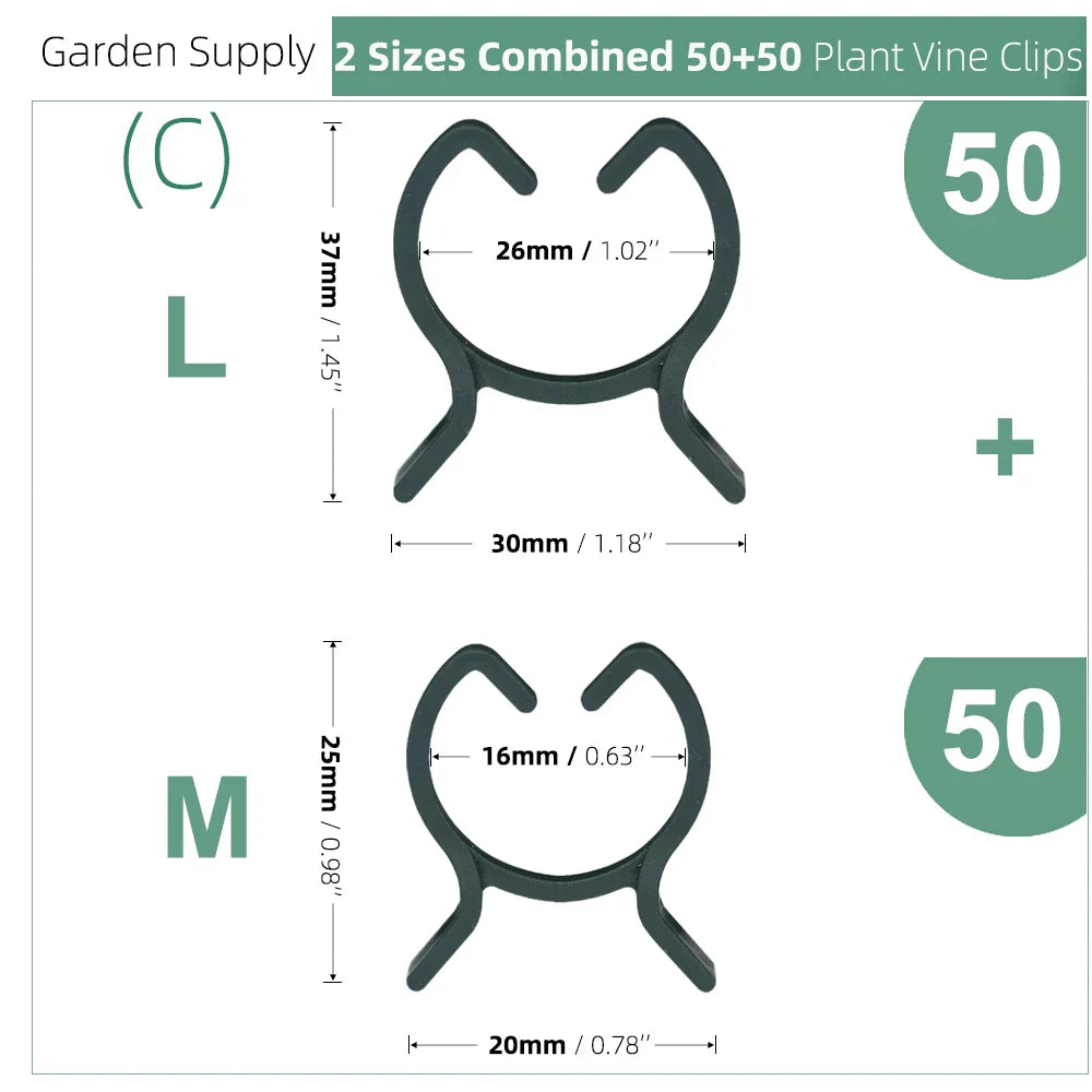 Carvallo Max | 100-pack växtklipp i 2 storlekar | För tomater, klätterrosor & grönsaker | UV-beständiga