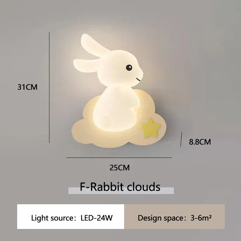 RabbitLicht - Söt LED Kanin Vägglampa för Barnrum