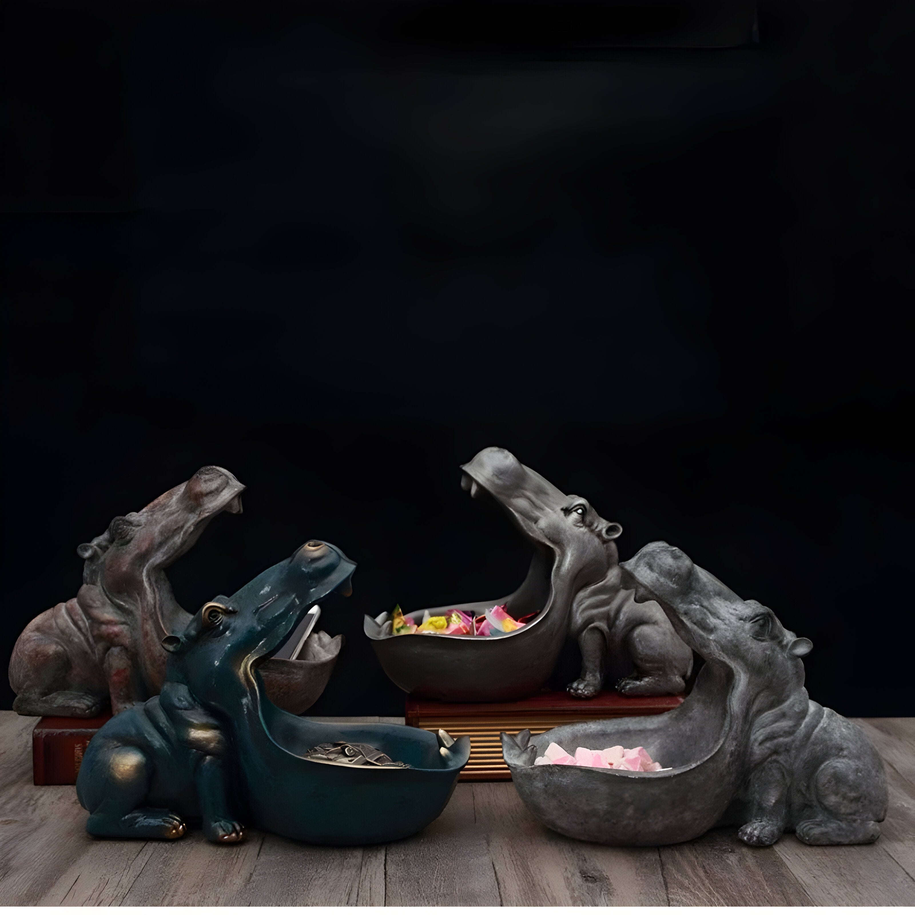 HippoCharm Statue - Lyxig flodhästfigur