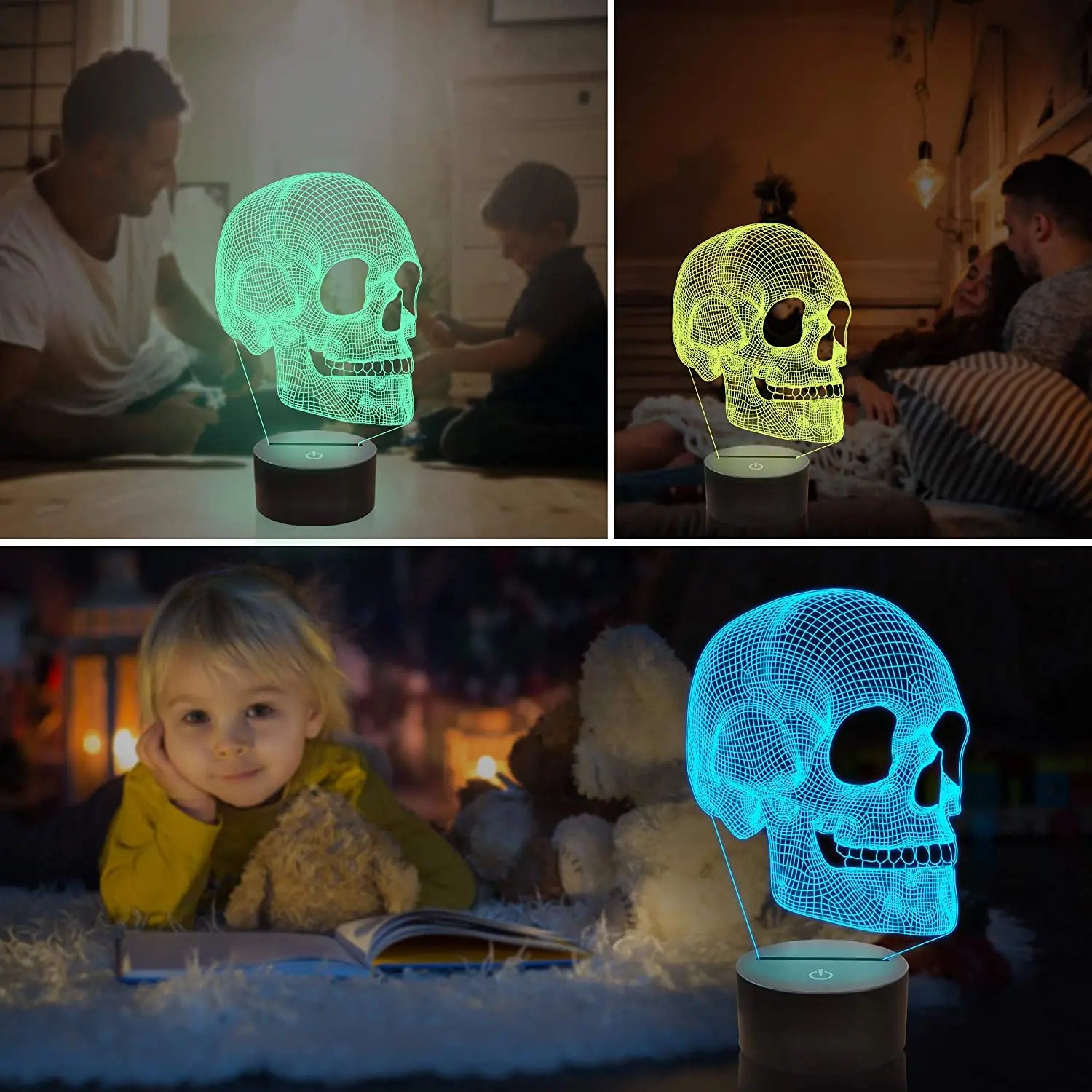 GlowSkull - 3D LED Nattlampa för Barn med Färgändring och Fjärrkontroll