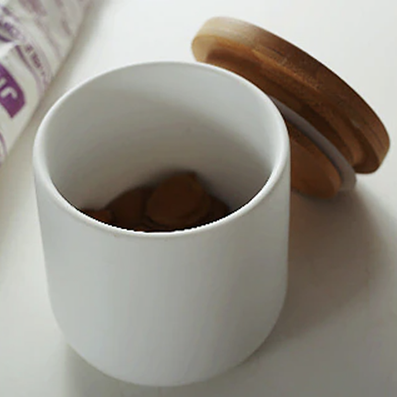 Modern keramikförvaringsburk med trälock – Svart eller Vit