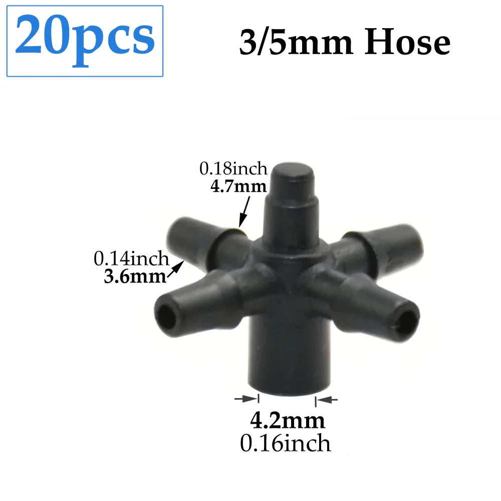 Carvallo Cross Connector | 2-Way Arrow Connection | For 3 mm & 5 mm Hoses | Drip Irrigation Systems