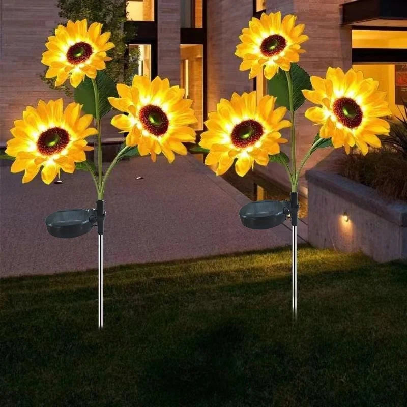 Carvallo Solar Solros Trädgårdslampa | LED Dekorativ Blomlampa för Trädgård & Balkong | Vattentät & Automatisk med Ljusensor