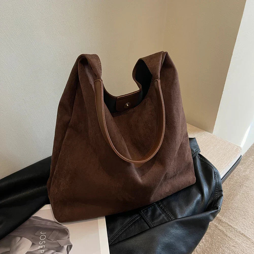 Skulderväska Faux Suede Mjuk Tote för Kvinnor