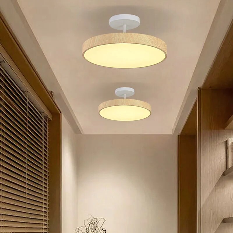 Semi-Flush Trä LED Taklampa – Modern Stil