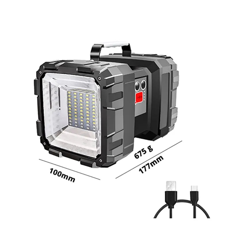 Carvallo Akku-Strålkastare DualonX Pro | 40 W | Dubbel lampa med 7 ljuslägen | Uppladdningsbar & vattentät IP64 | Powerbank-funktion