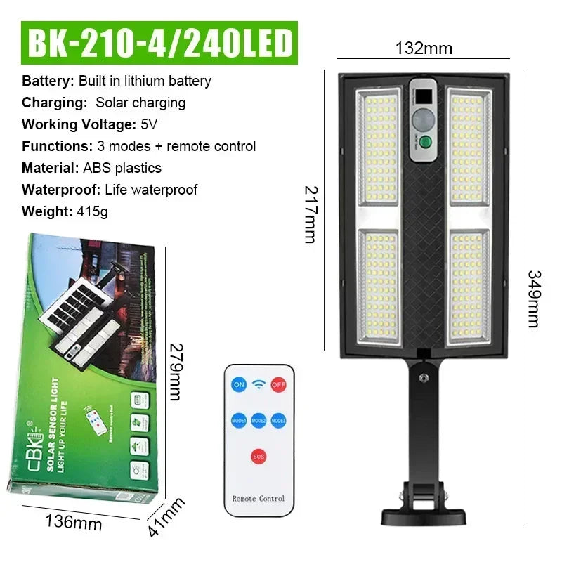 Carvallo ProMotion 55 Solarlampa med rörelsesensor | 55 LED | IP65 Vattentät | Med fjärrkontroll & 3 lägen | 320° Spridningsvinkel