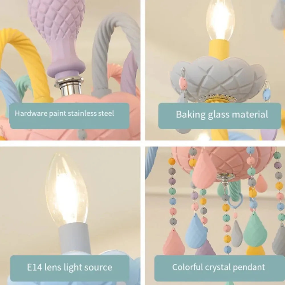 Solavine | Modern färgglad kristallhänglampa för barn- och flickrum