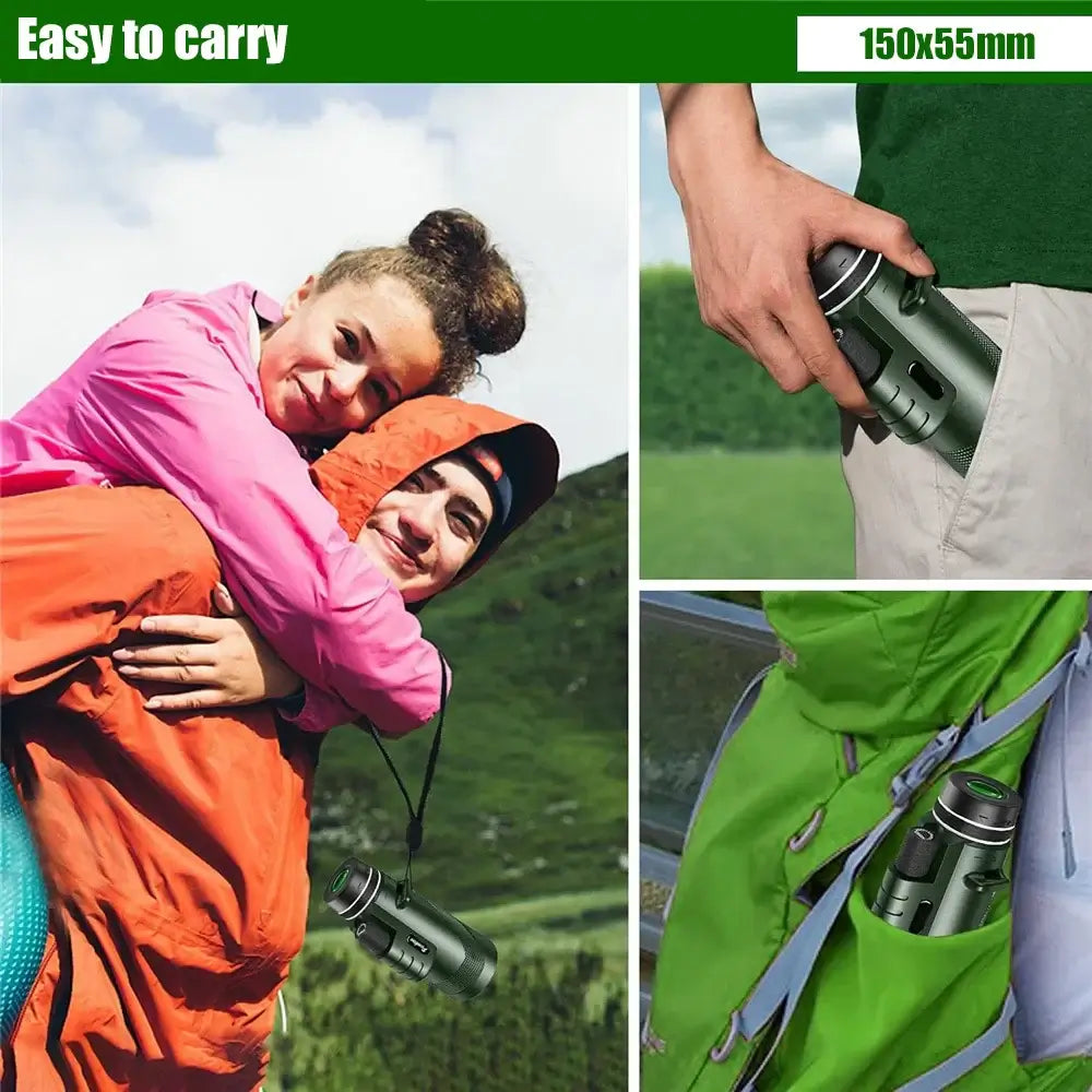 Royallure Bärbar HD Monokulärteleskop med Smartphonehållare och Stativ