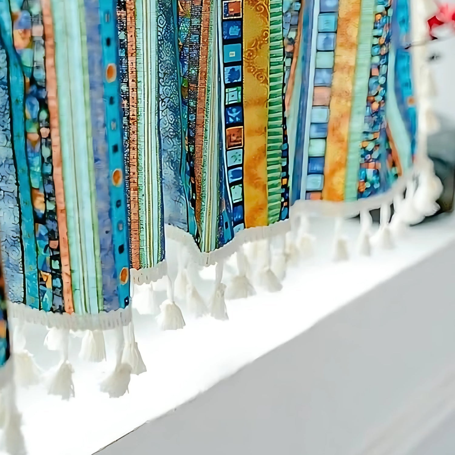 Serina Boho Randig Franjad Gardin för Vardagsrumsfönster