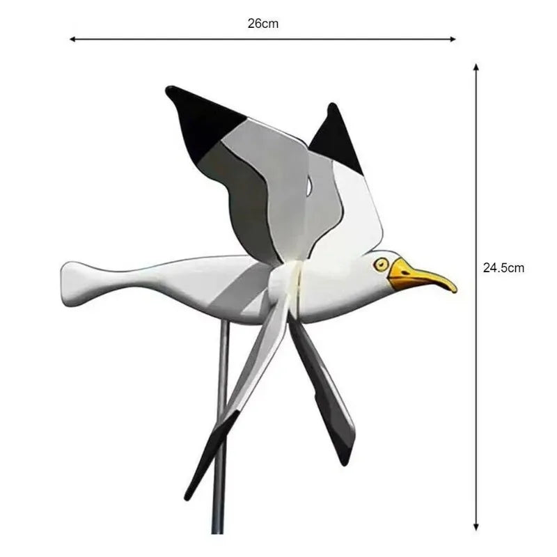 Carvallo-Deko Vindfågel SkyGull | Kreativ Vindspinner med måsdesign | Väderbeständig & höjdjusterbar | 25 cm Figur