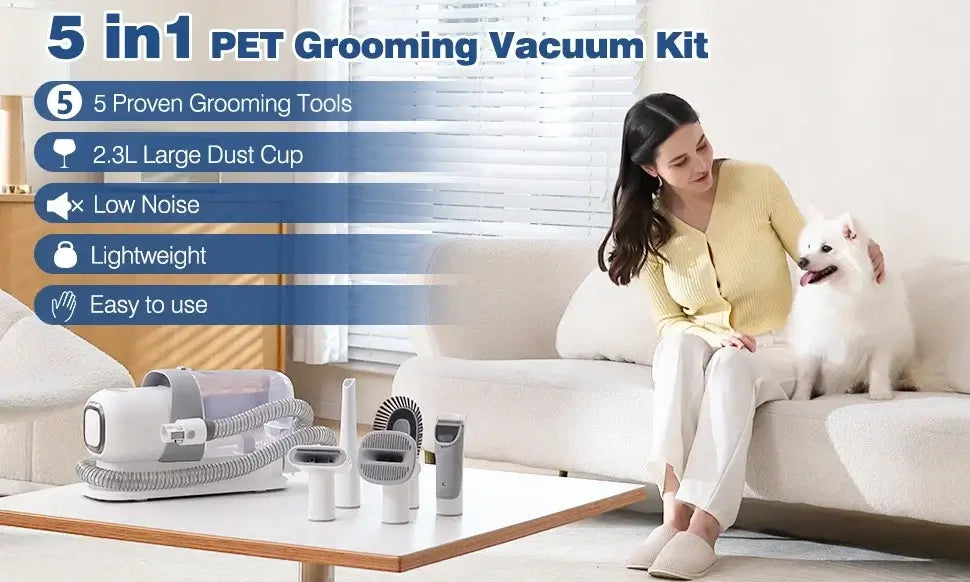 Royallure 5-i-1 Hundvårdsset – Dammsugarsaxar, Låg ljudnivå, Hemmåtullkontroll
