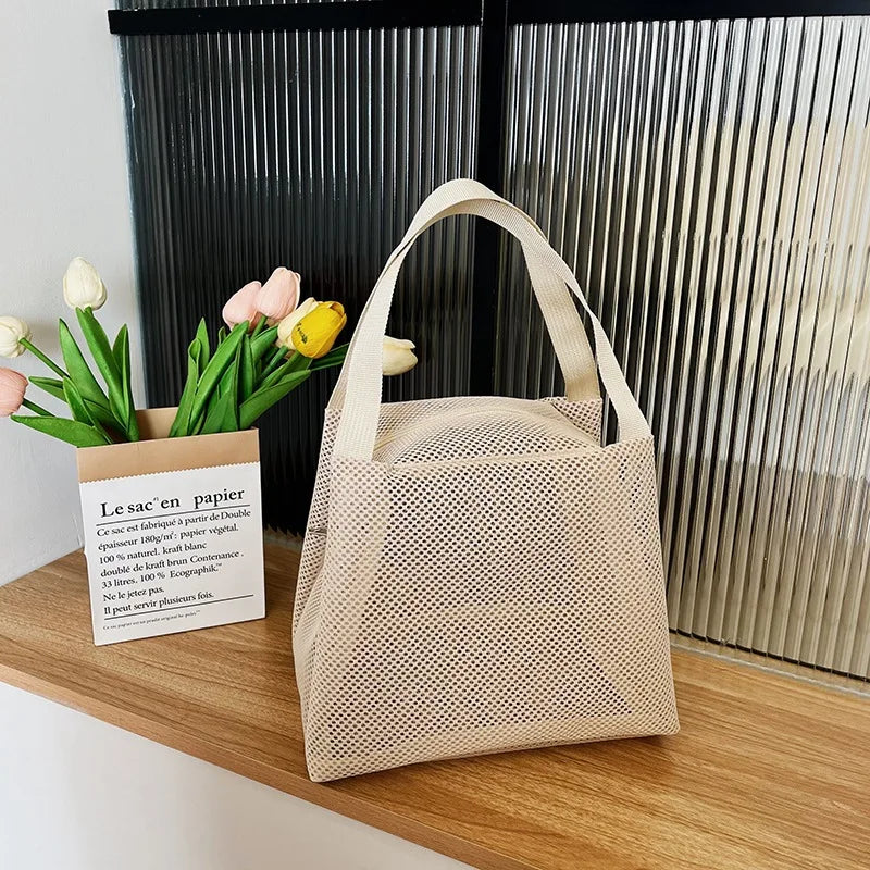 Carvallo FlexBag Mesh-väska med handtag | Stort volym & Mångsidig | För resa, strand & kosmetik