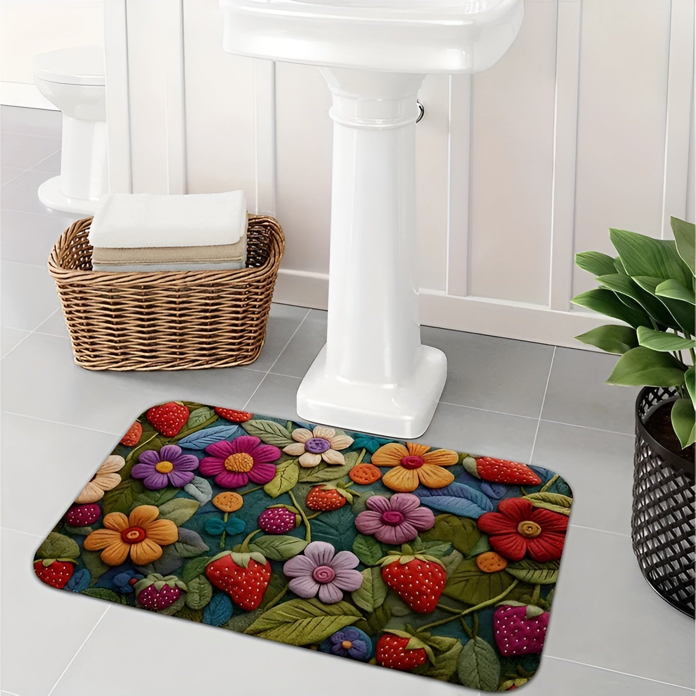 3D Blommattor – Halkfria mattor med kashmirlook | Ideal för ingång och bad