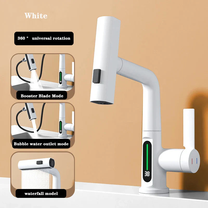 Aesthena – Utdragbar vattenfallsarmatur med temperaturindikator i rostfritt stål