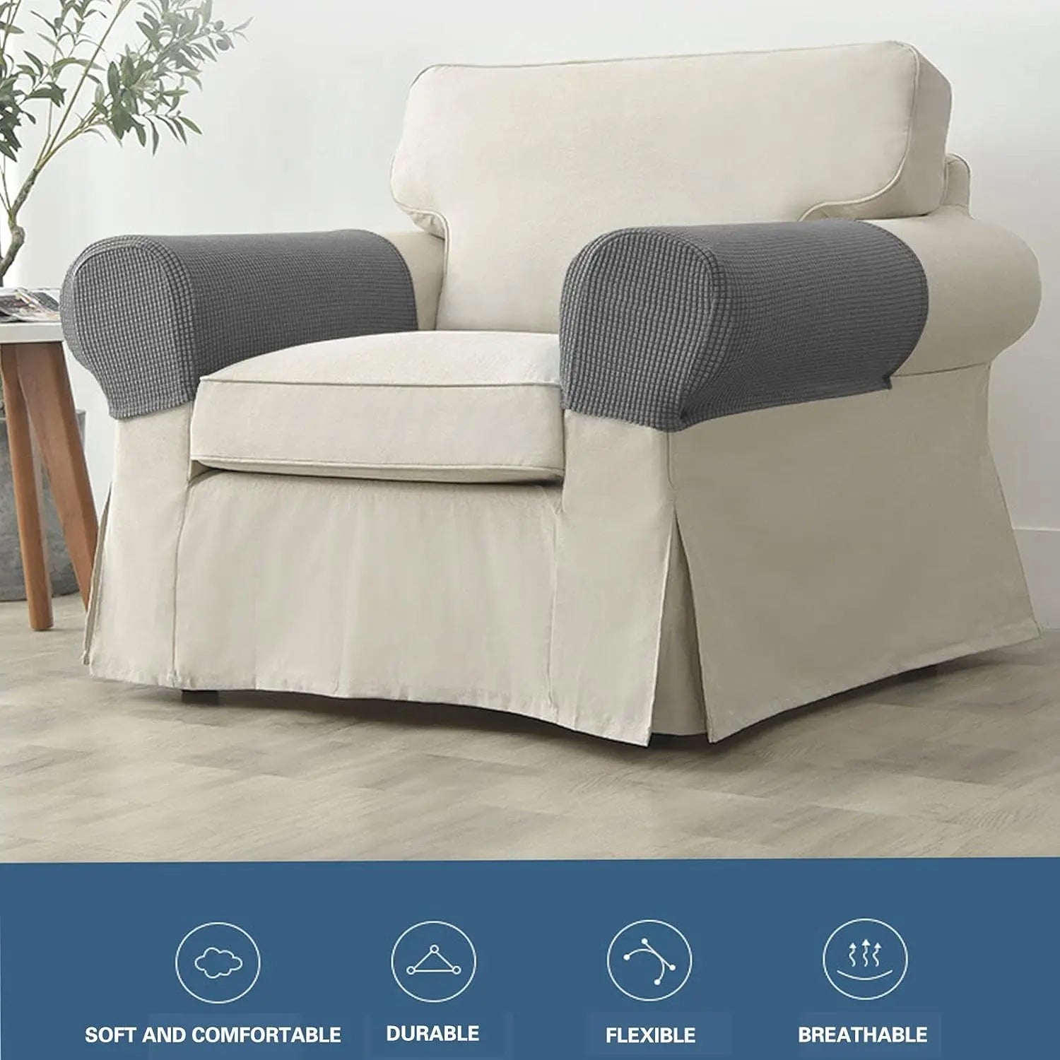 2-delad Stretch Armstödsskydd – Vattentäta Vadderade Soffarmsskydd