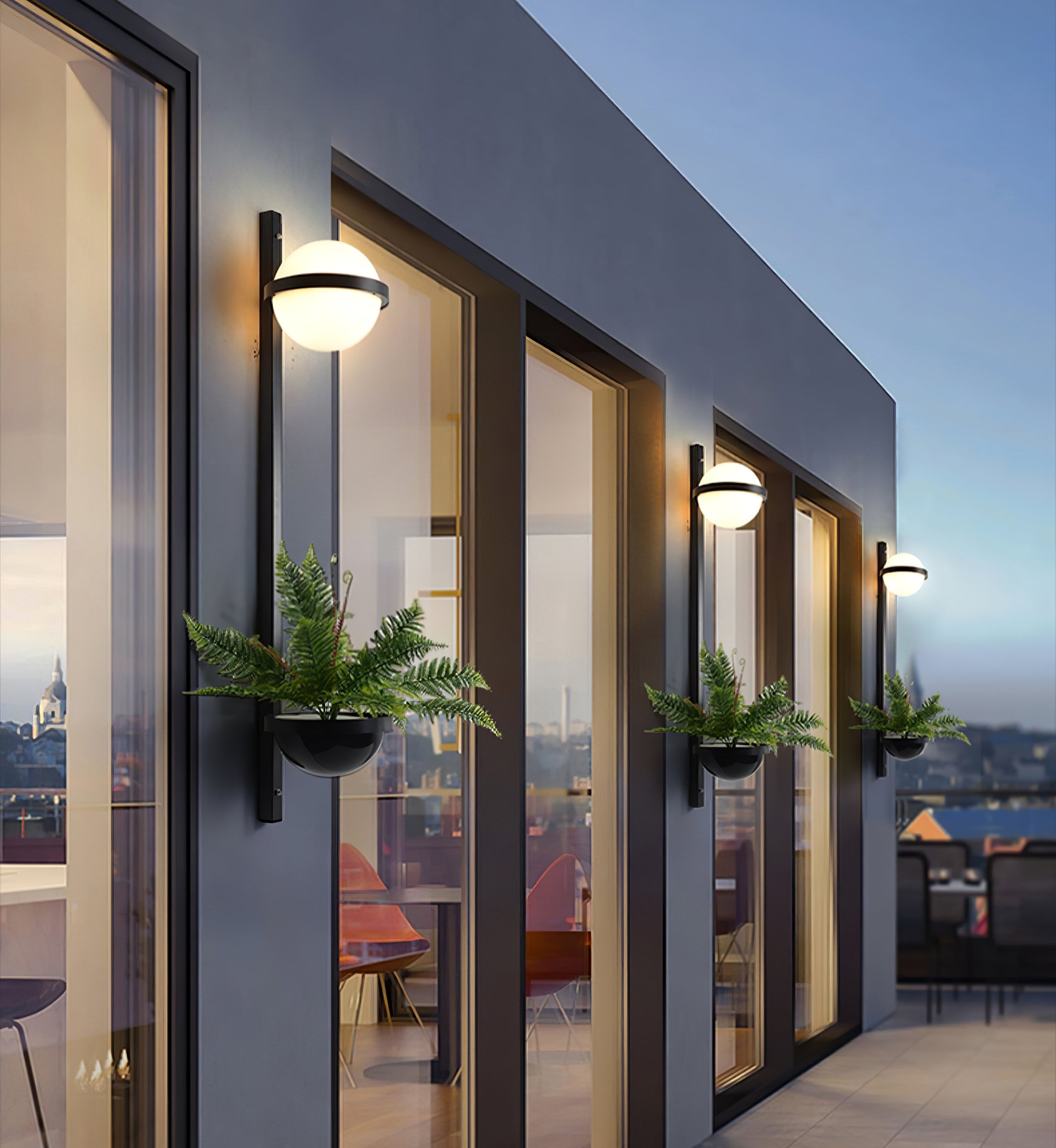 Snygg globformad utomhusvägglampa