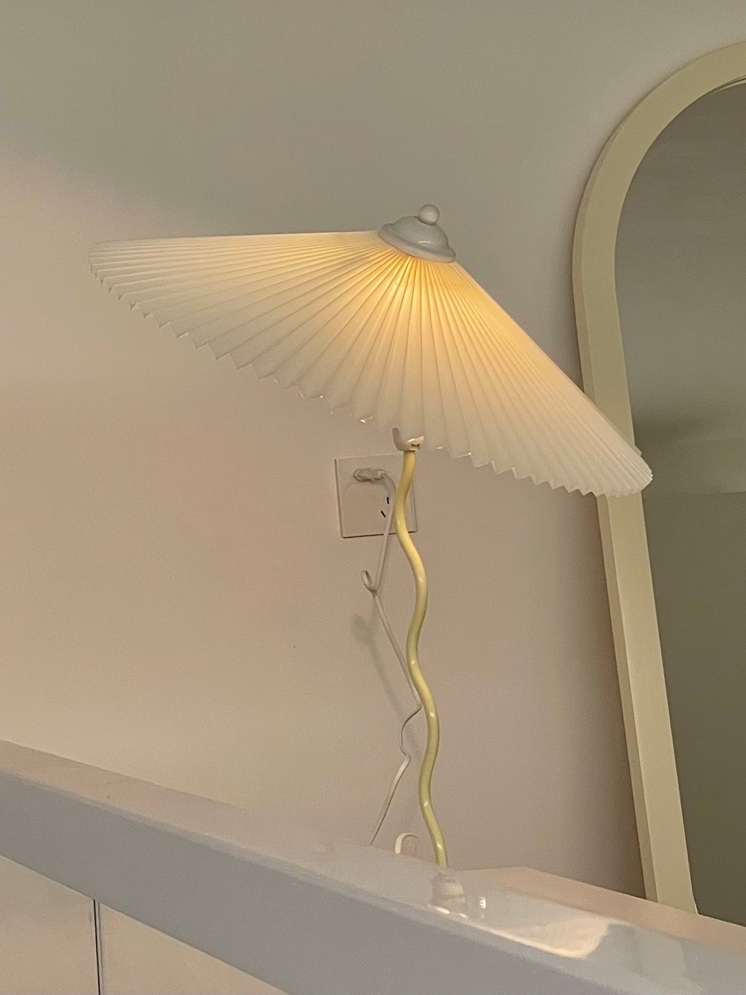 Plisserad Paraply Tyg Skärm Lampa