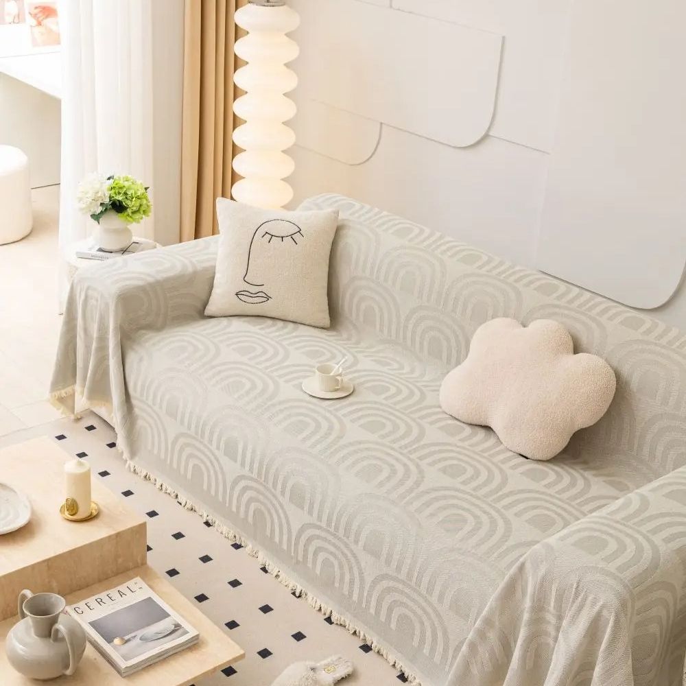 Symmetrisk Halv-Båge Chenille Sofföverkast