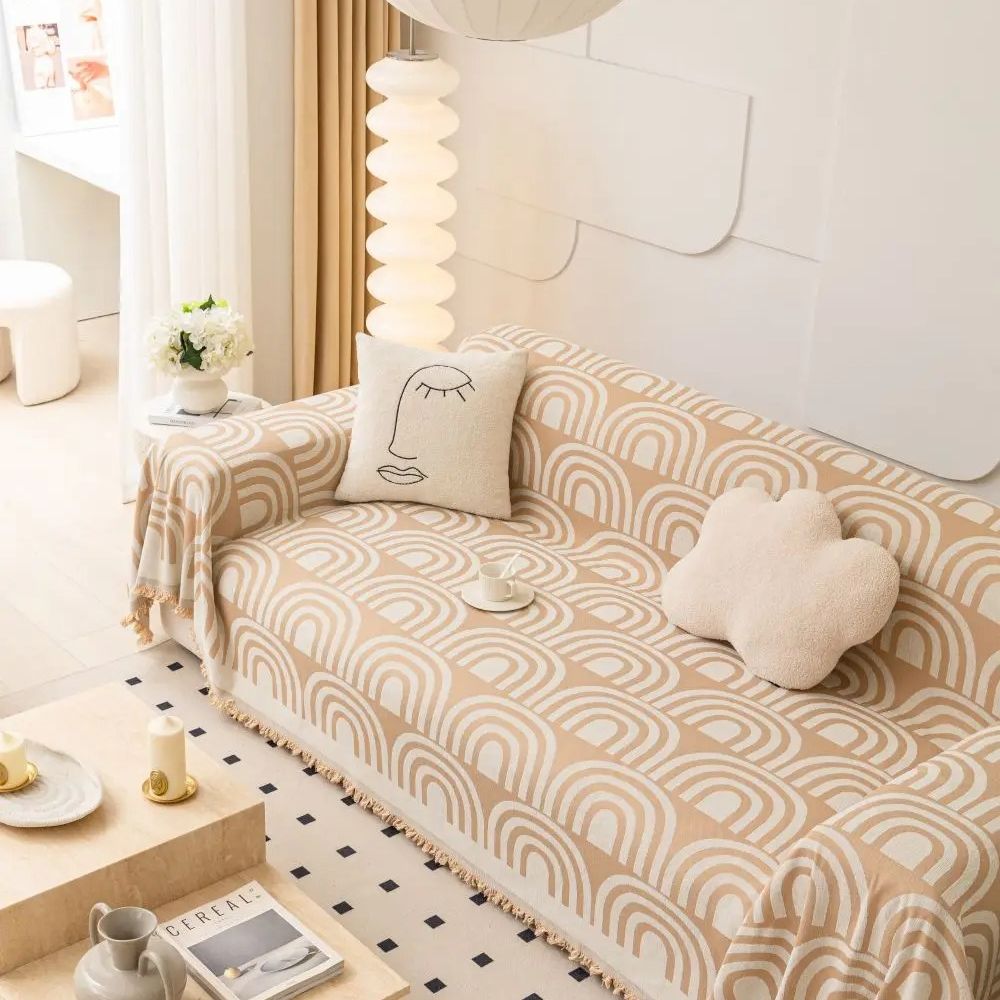 Symmetrisk Halv-Båge Chenille Sofföverkast