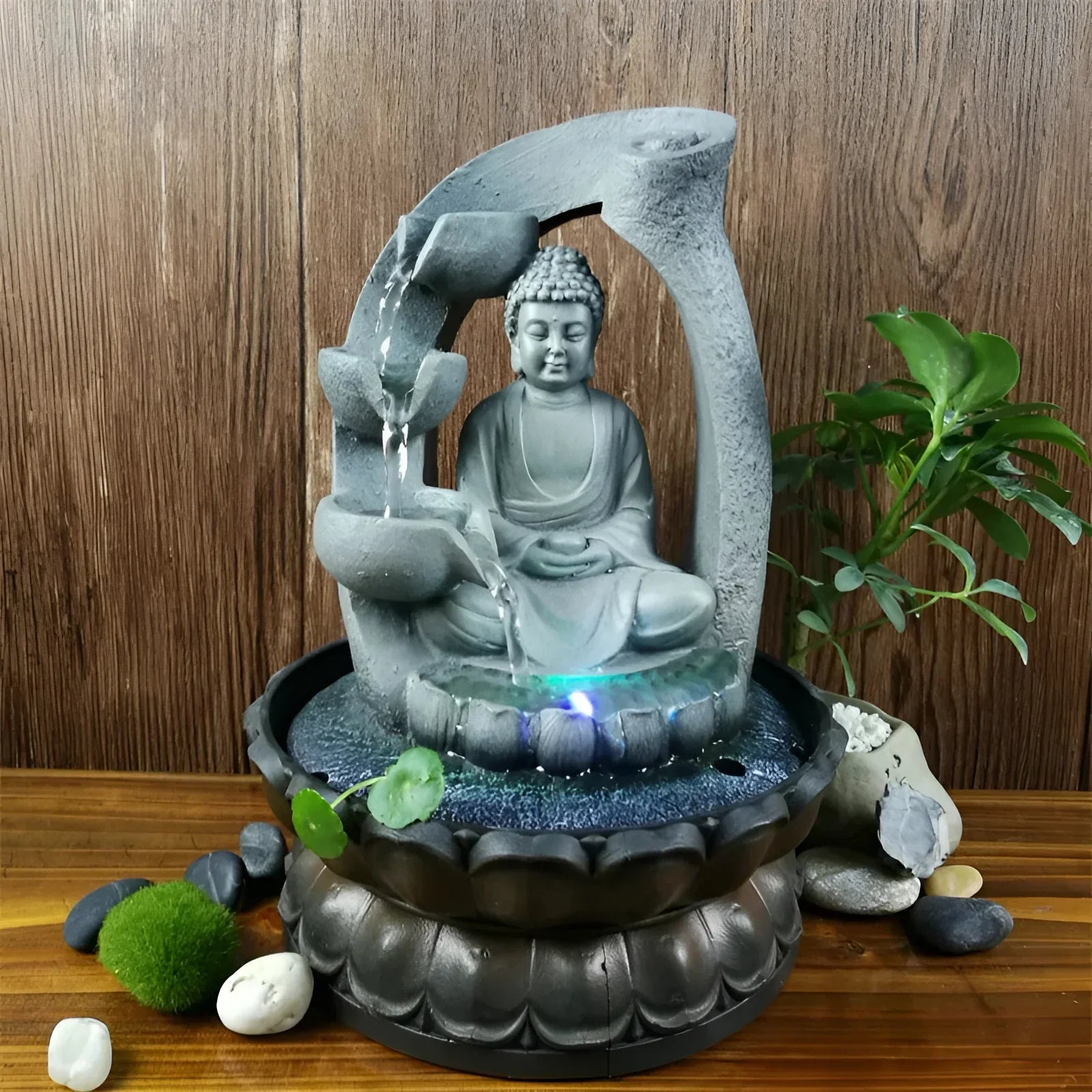 Buddha LED-fontän för Zen-meditation och Feng Shui-dekoration
