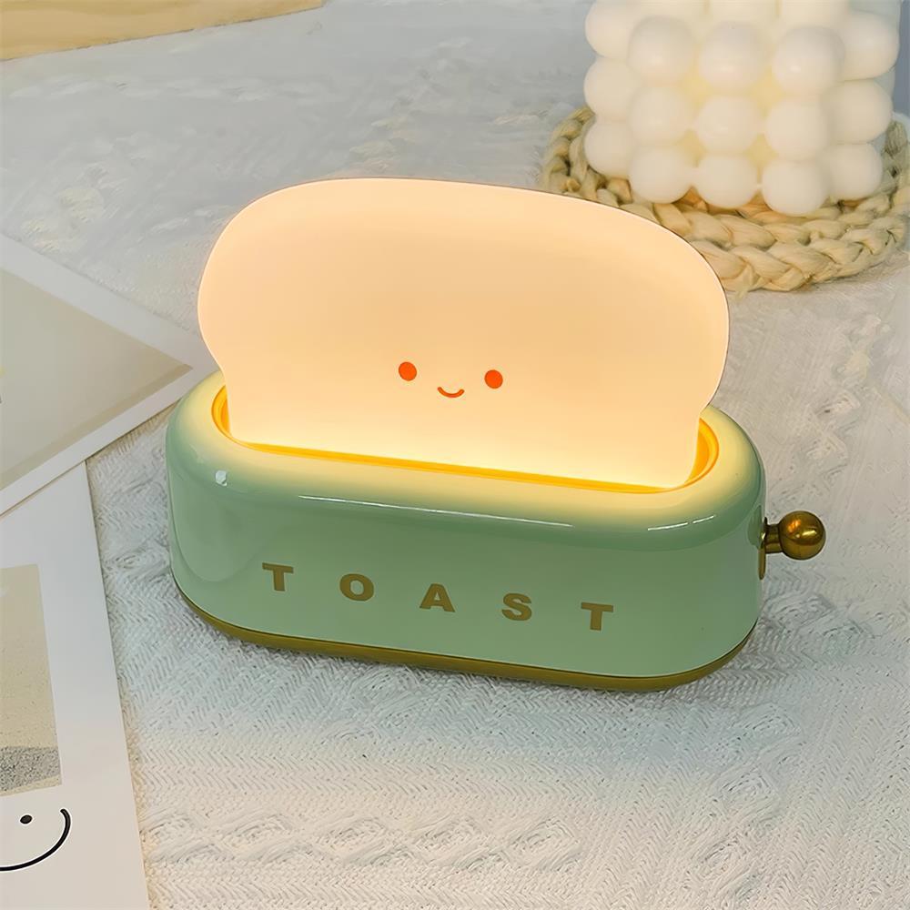 GlowToast Lampa – Bärbar Bröd-Toast Cartoon LED Nattlampa
