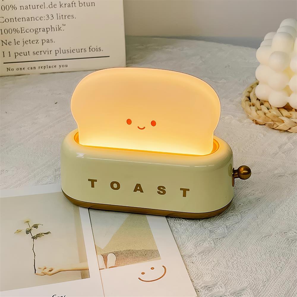 GlowToast Lampa – Bärbar Bröd-Toast Cartoon LED Nattlampa