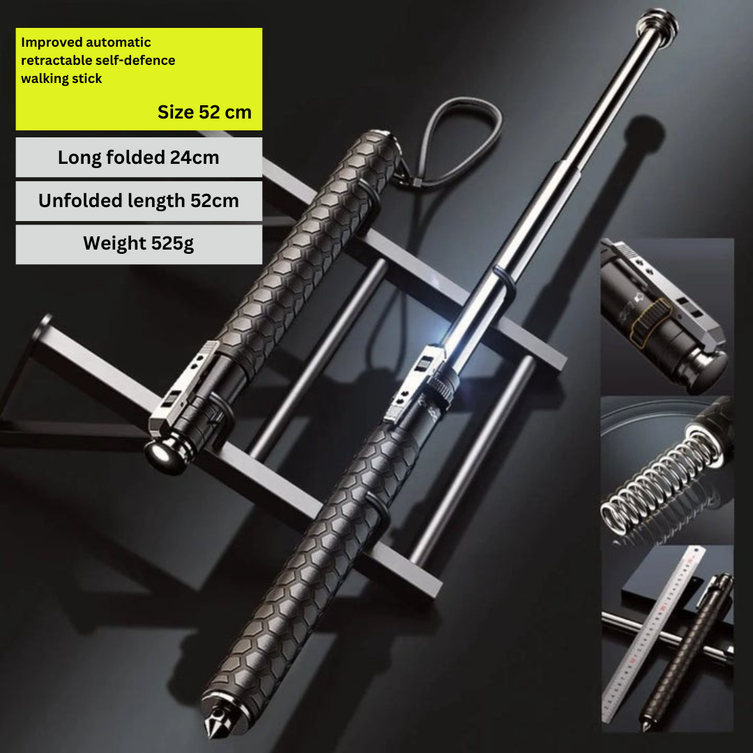 Automatisk vandringsstavar säkerhet trekking stav med LED-lampa