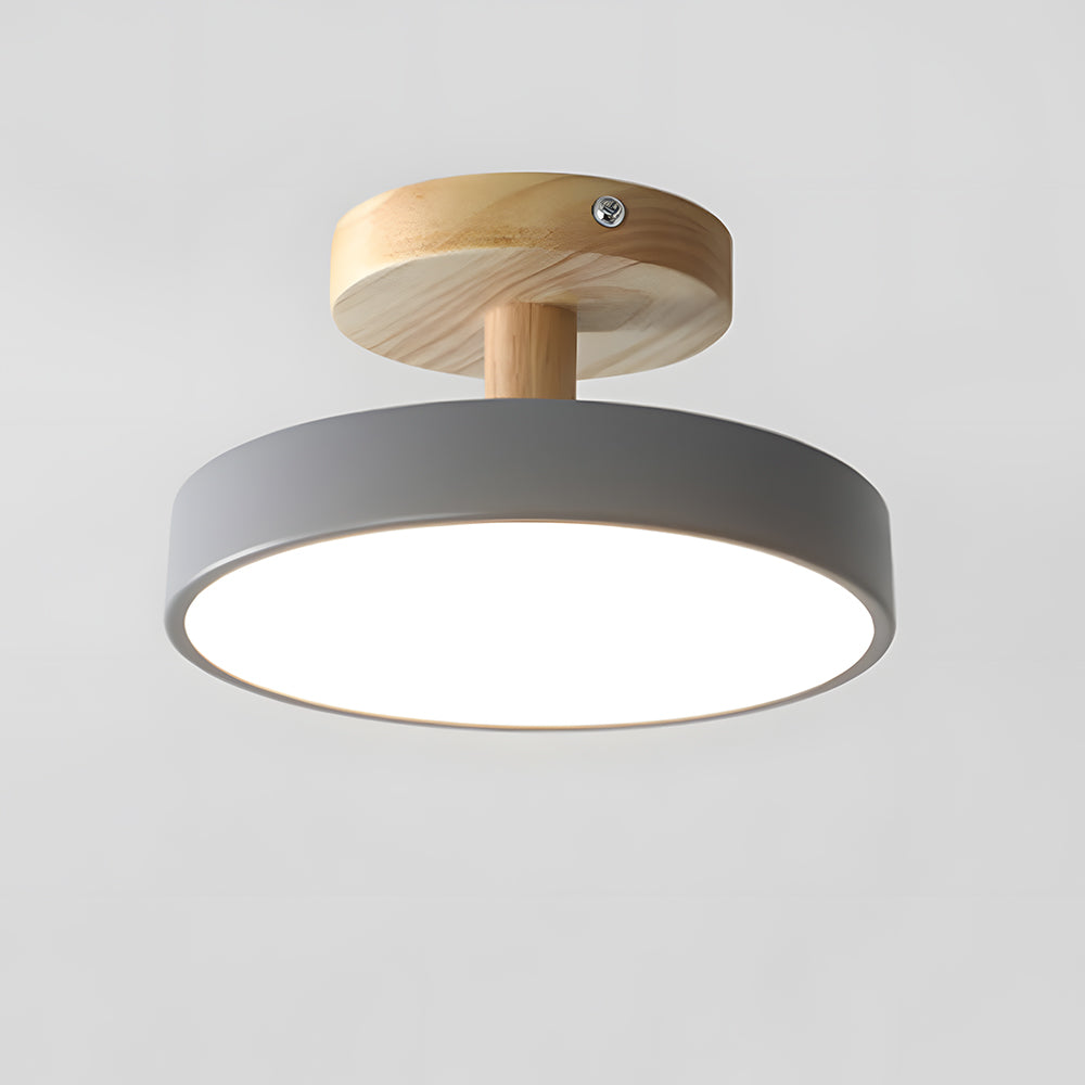 Industriell LED Taklampa | Trä & Järn Armatur | 12W Energibesparande Lampa | 7.09x3.94 in | Brick by Brick