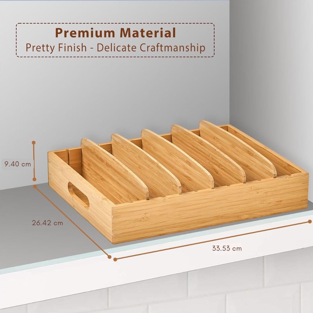 Carvallo Bambus Lock Organizer Kök | Justerbara fack | Hållbar & Platsbesparande | Bambus 30x28x9 cm