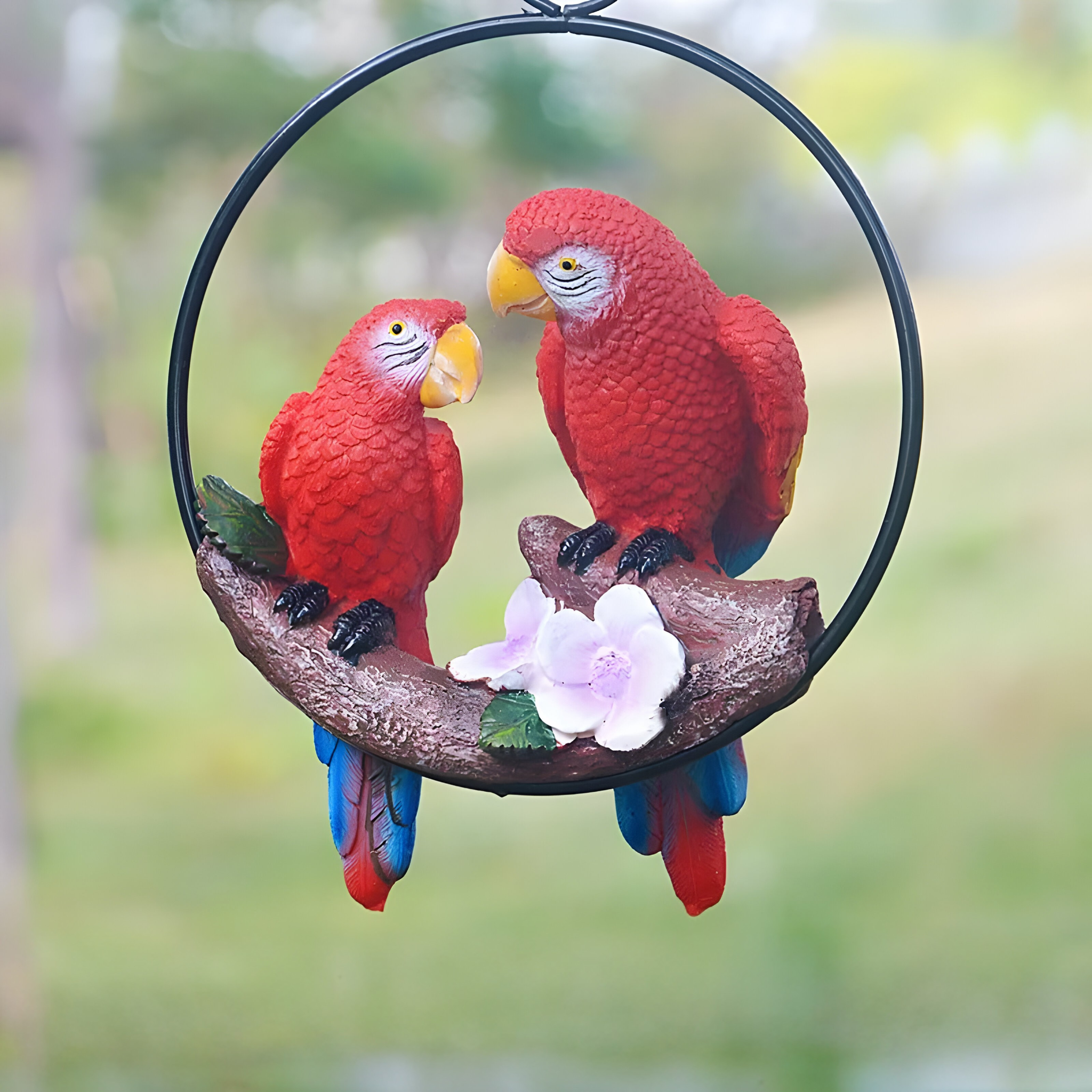 ParrotWhisper Decor - Dekorativ papegoja trädstaty för hängande