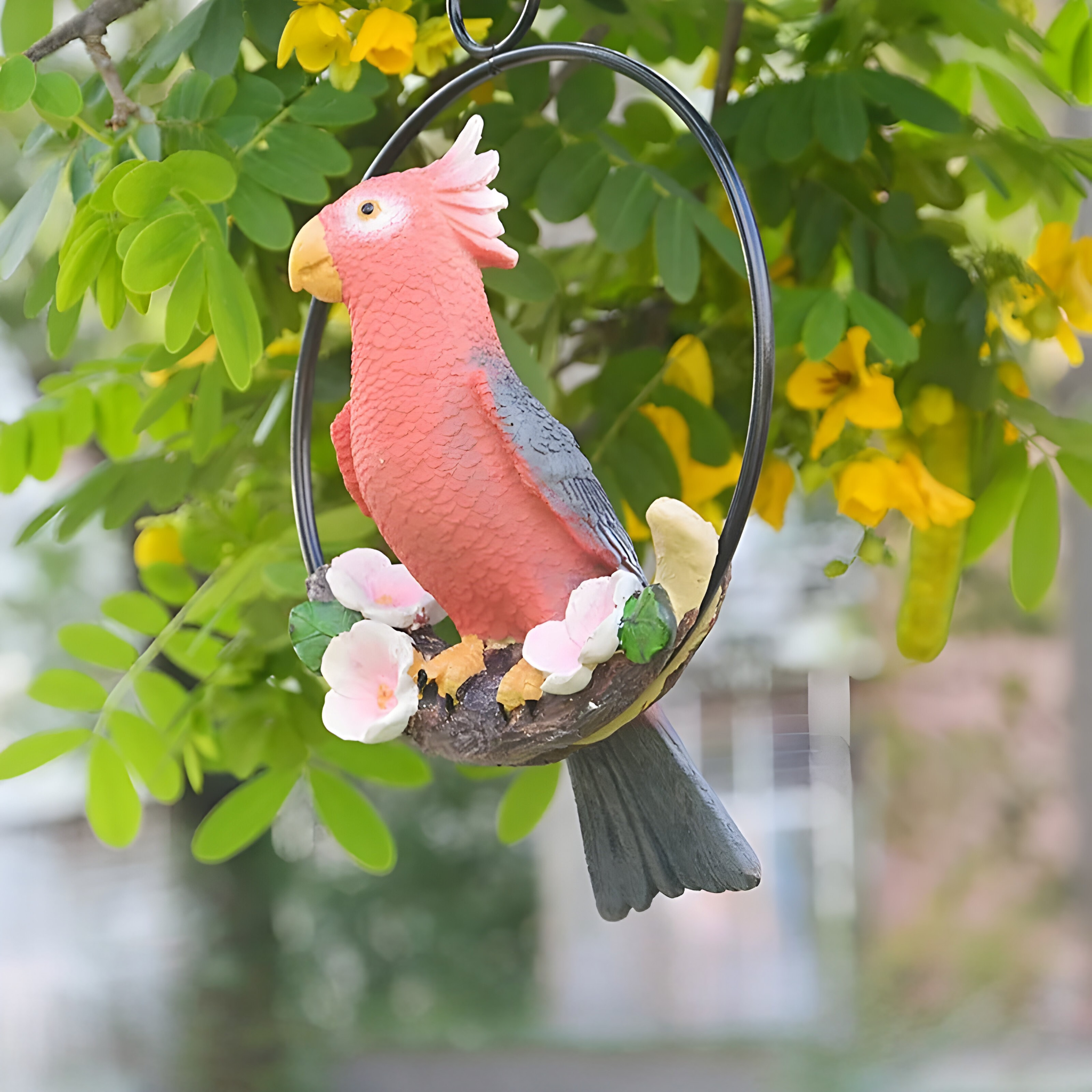 ParrotWhisper Decor - Dekorativ papegoja trädstaty för hängande