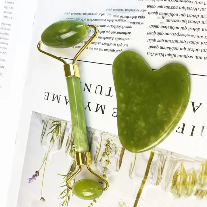 Instant Glow Gua Sha & Jade Roller Set | För strålande hud och naturlig avslappning