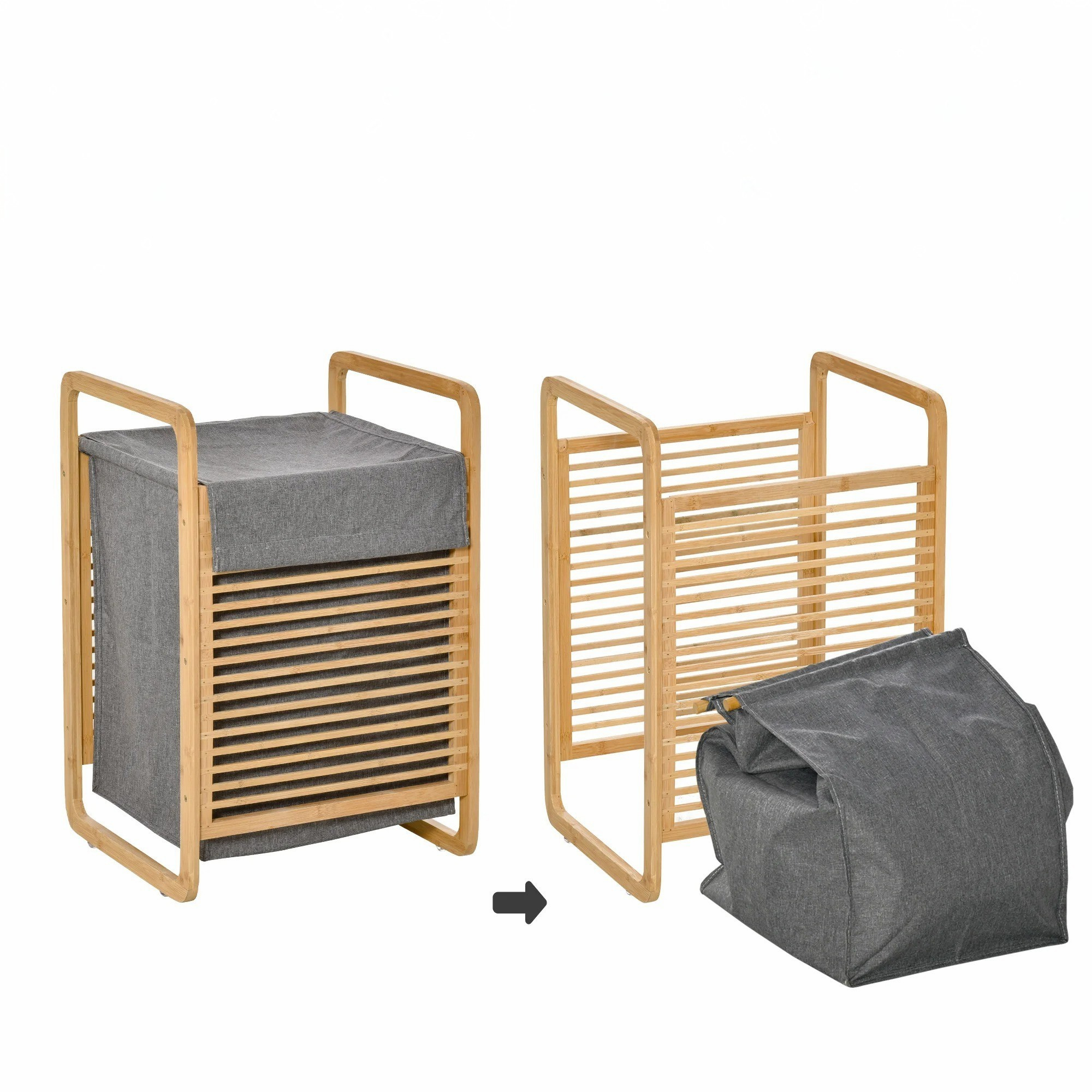 PureWeave Korg – Bärbar Tvättkorg Tillverkad av Bambu med Lock