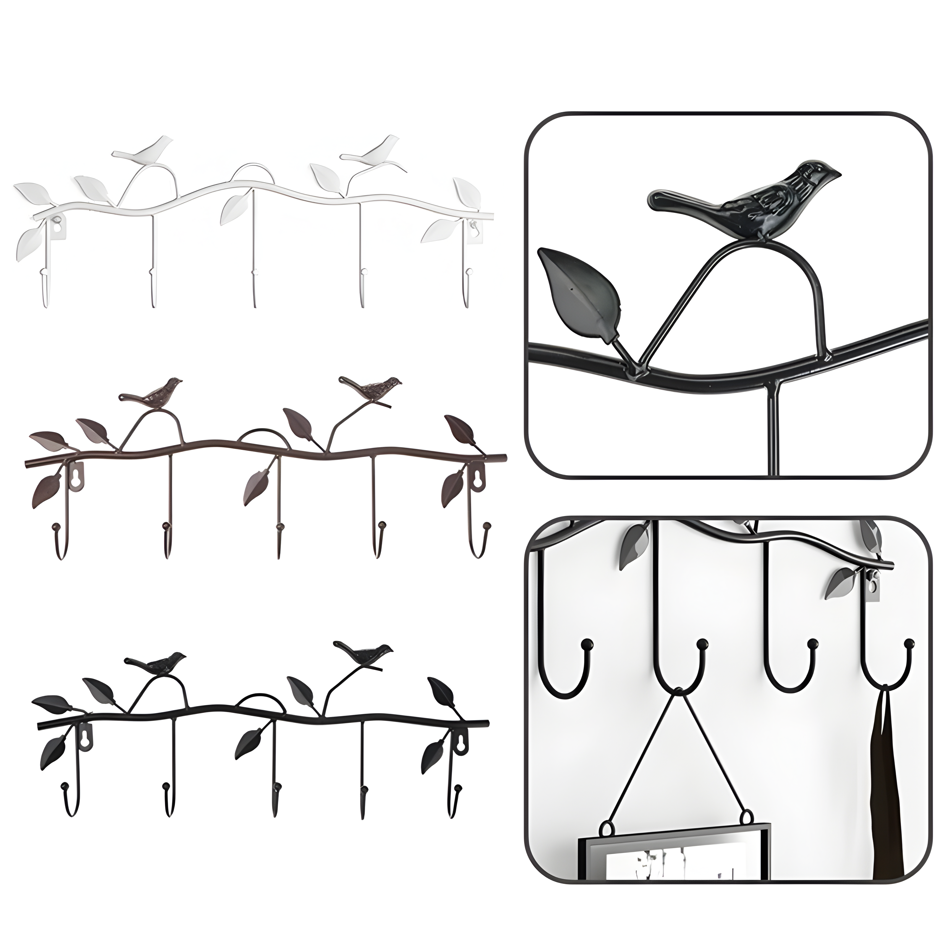 FlockFixture Hook – Multifunktionell Metall Fågel Väggkrok