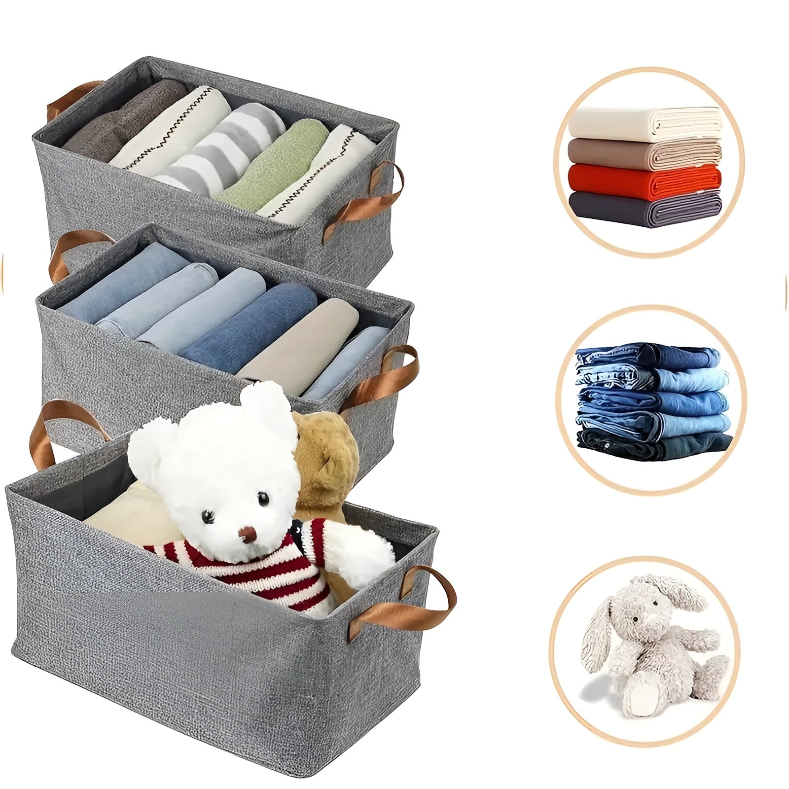 Fällbara förvaringskorgar – Praktiskt 3-pack | Idealisk för kläder, leksaker och mer