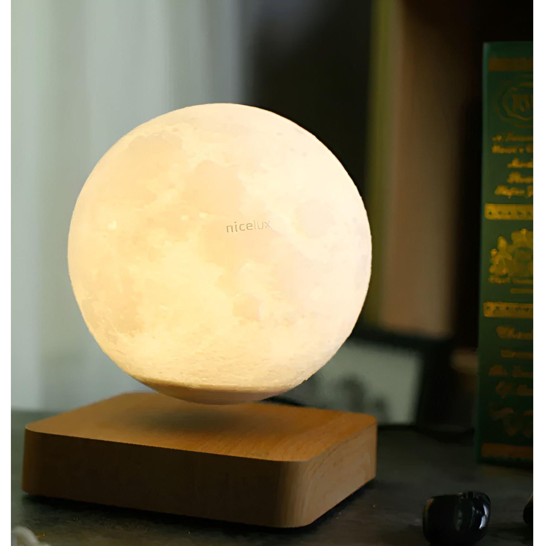 Floating MoonRise - Beröringsstyrd svävande månlampa med magiskt roterande skärm