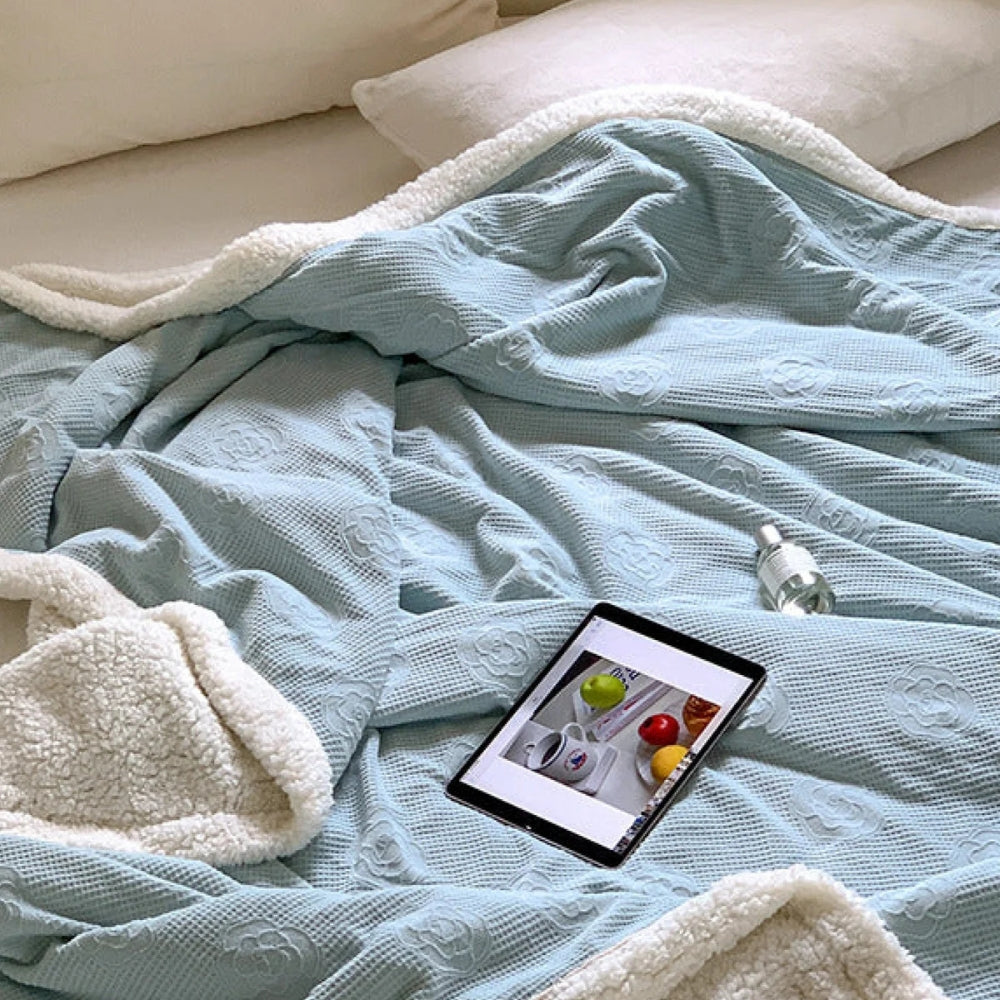 Solène Floral Prägad Sherpa Filt