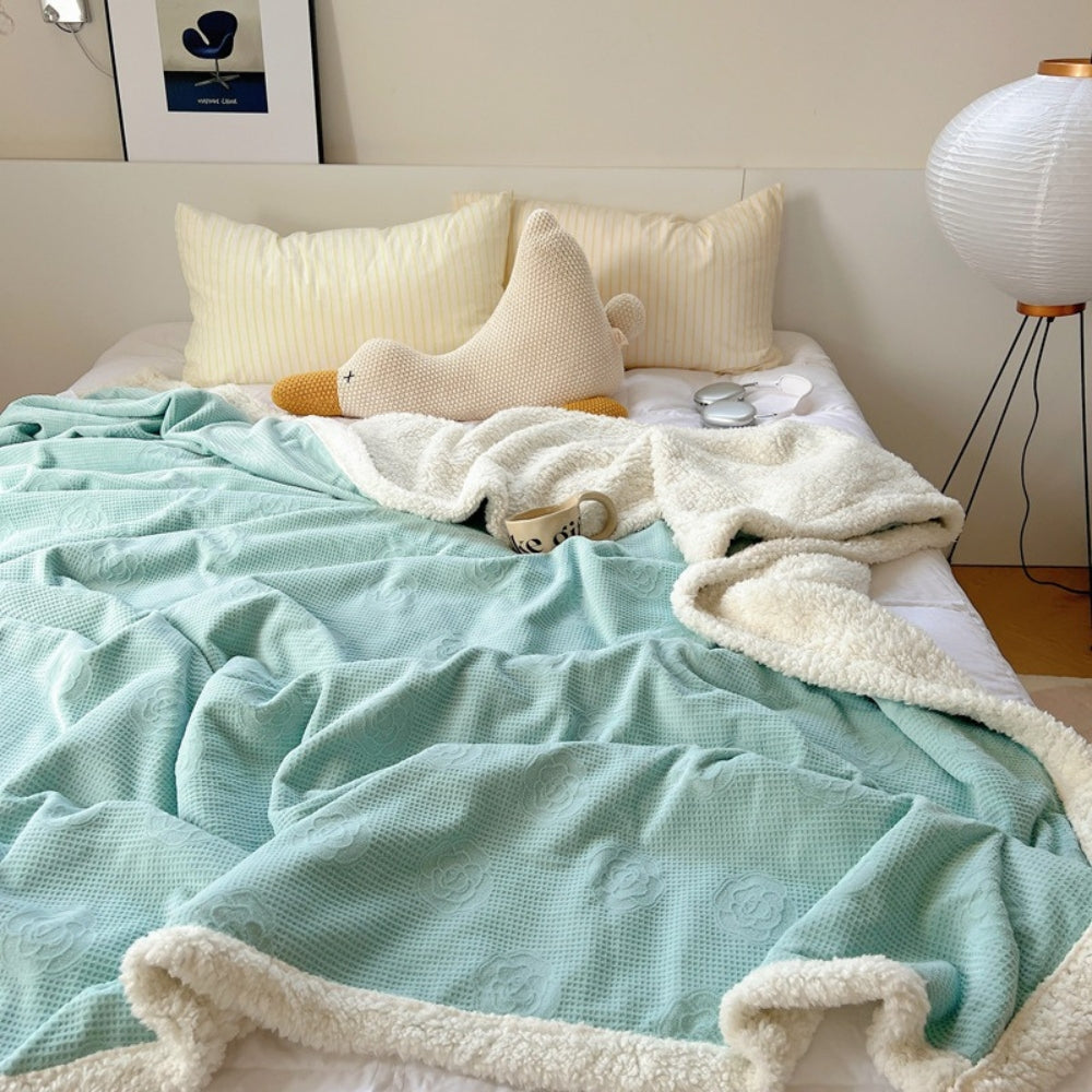 Solène Floral Prägad Sherpa Filt