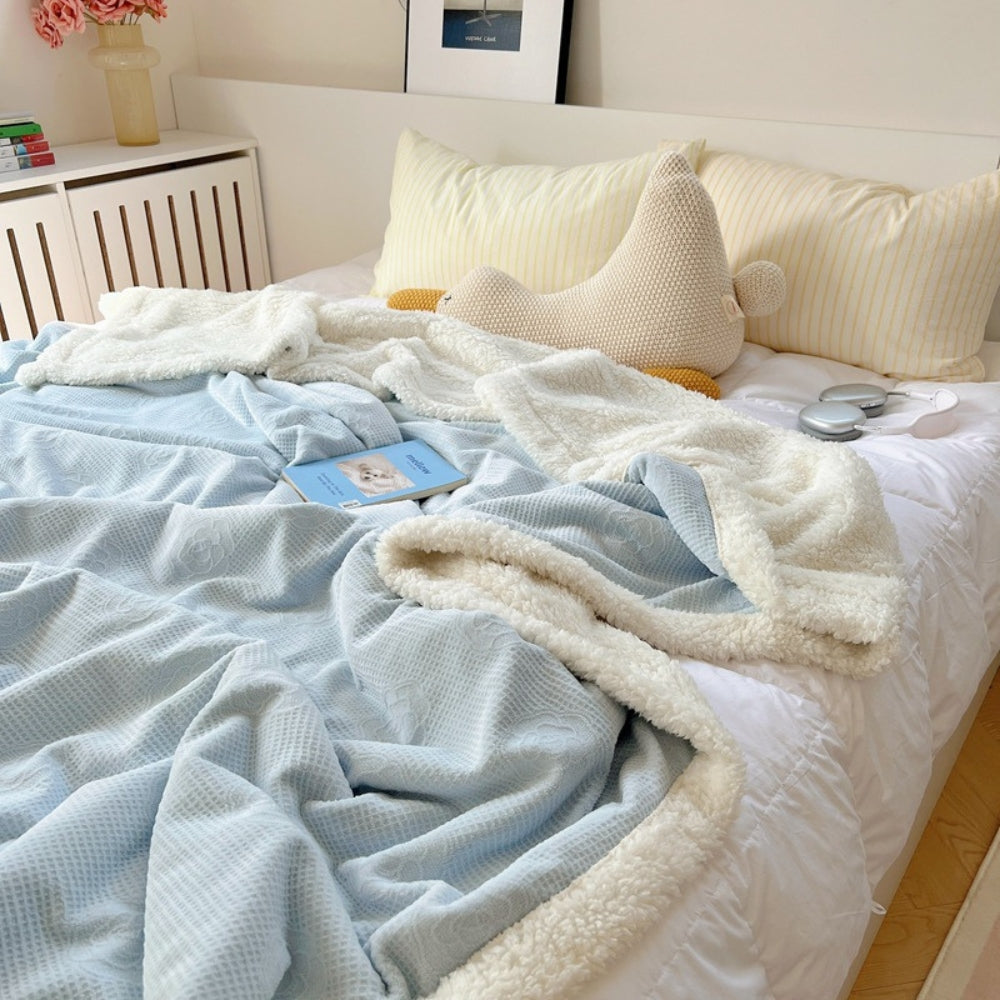 Solène Floral Prägad Sherpa Filt