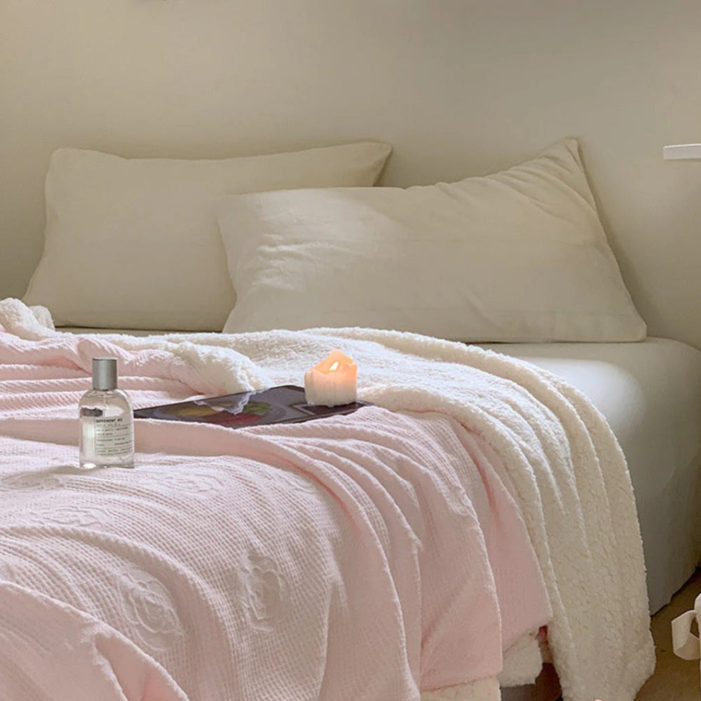 Solène Floral Prägad Sherpa Filt