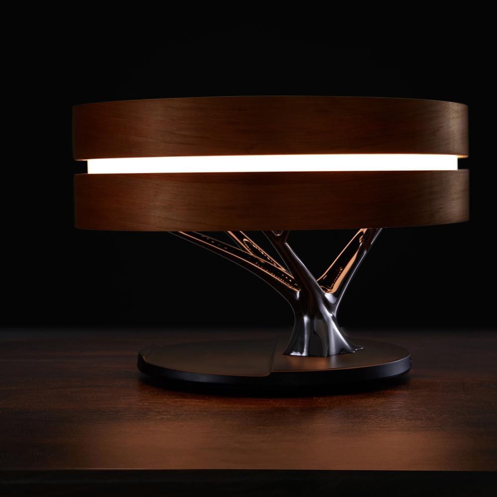 Livets Cirkel Lampa - Rund Trä Bordslampa