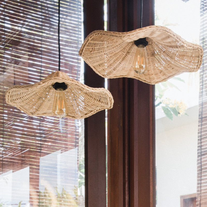 Boho Wicker Rattan Lampa i Lantstil